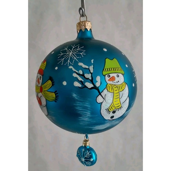 Hand Made/Painted Glass Ornament - "Snowman Dangle" - Made in Poland - Picture 4 of 5